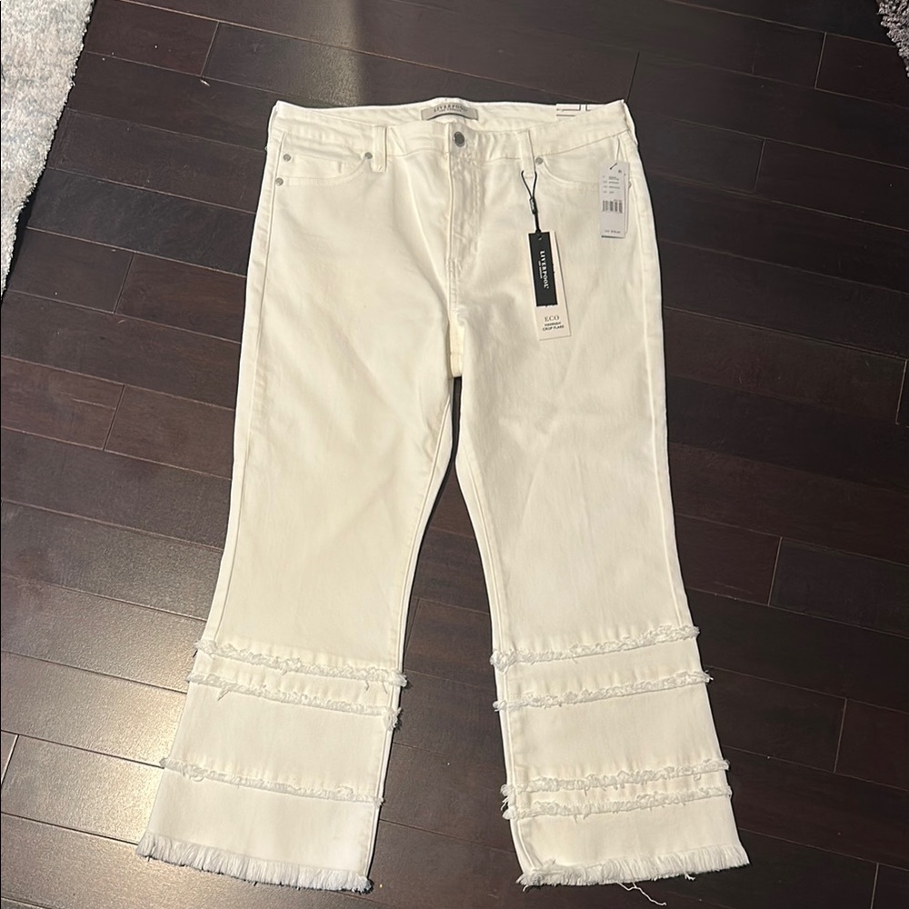 Liverpool Brand White Capri with fringe detail